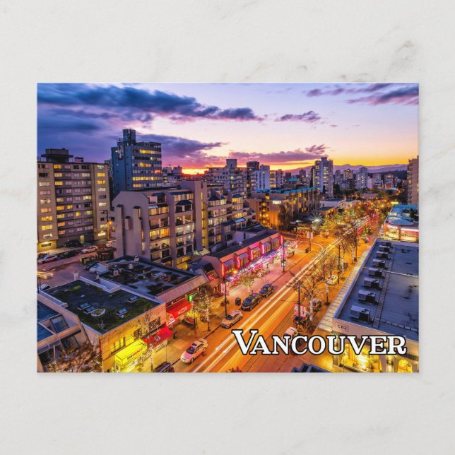 Postal Vancouver Skyline, Columbia Británica, Canadá (Anverso)