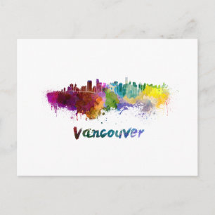 Postal Vancouver skyline in watercolor