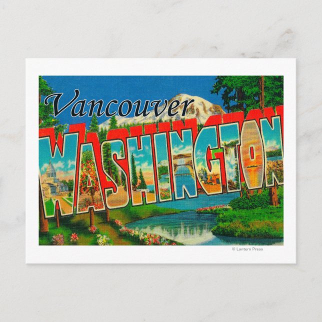 Postal Vancouver, Washington - Escenas de letras grandes (Anverso)