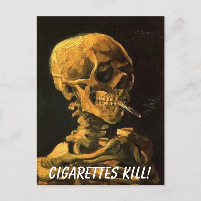Postal vangogh_skull_cigarriette, ¡los cigarrillos matan! (Anverso)