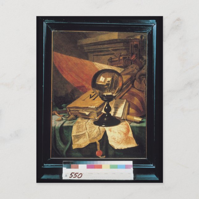 Postal Vanitas con una bola de cristal (Anverso)