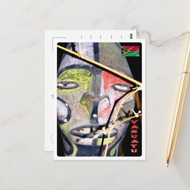 Postal Vanuatu - máscara (Anverso/Reverso In Situ)