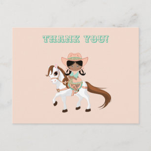 Postal Vaquera a Caballo Chicas Gracias Étnico