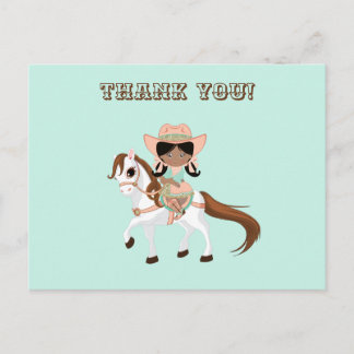 Postal Vaquera afroamericana en caballo Niñas Gracias