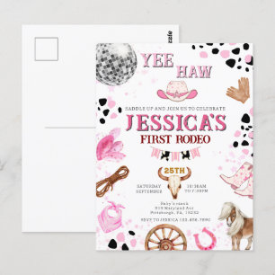 Postal Vaquera de Discoteca Yee Haw Rodeo Cumpleaños