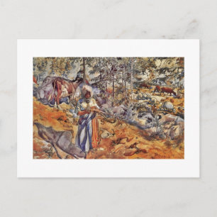Postal Vaquera en la pradera