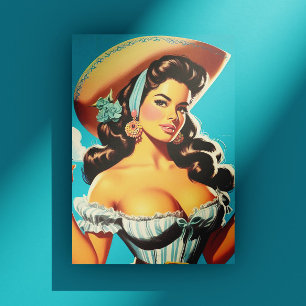 Postal Vaquera Hispana Retro