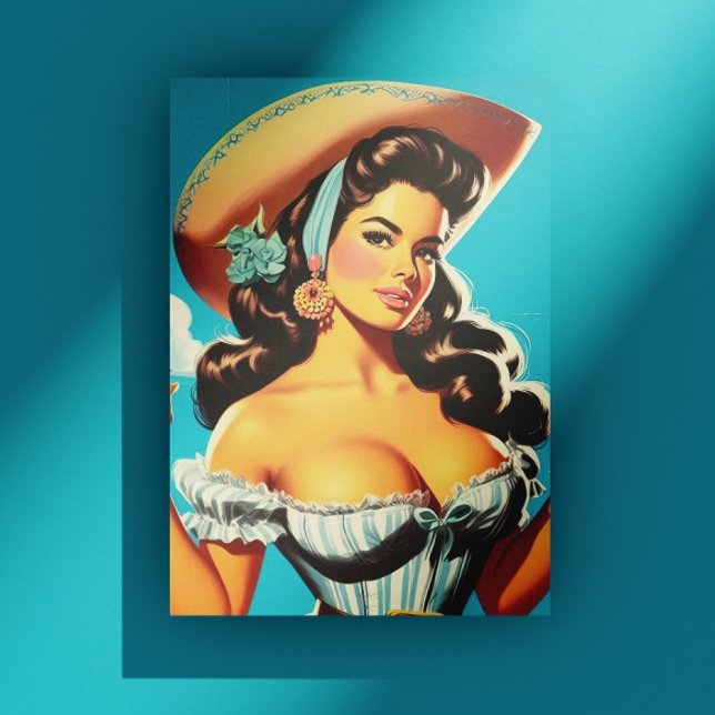 Postal Vaquera Hispana Retro (Subido por el creador)
