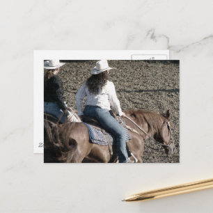 Postal Vaqueras en Caballos de Rodeo
