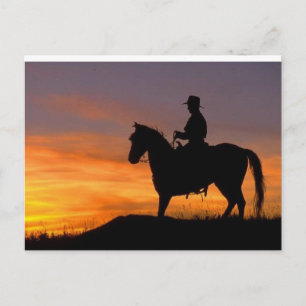 Postal Vaquero de la puesta del sol