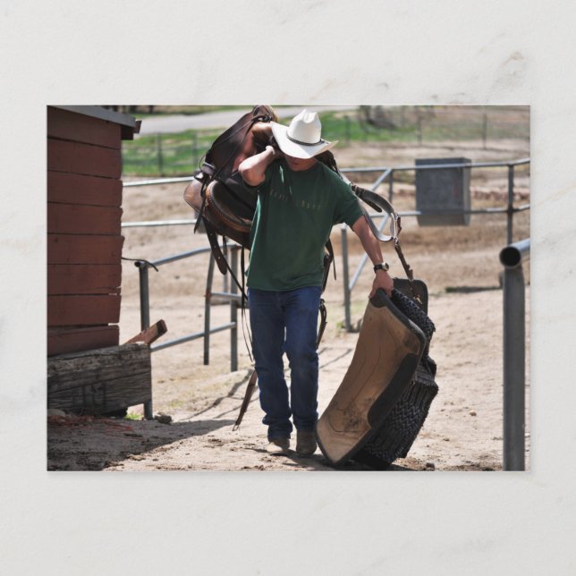 Postal Vaquero de rancho con montura (Anverso)