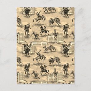 Postal Vaquero de Rodeo Occidental Retro Vintage