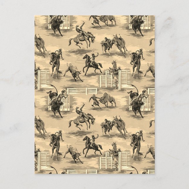 Postal Vaquero de Rodeo Occidental Retro Vintage (Anverso)