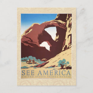 Postal Vaquero Desierto Vintage Oeste Caballos 
