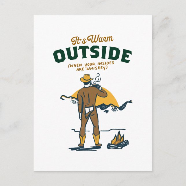 Postal Vaquero Divertido Bebiendo Whisky (Anverso)