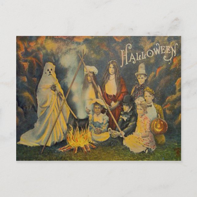 Postal Vaquero fantasma disfraz Jack O Lantern Calabaza (Anverso)