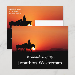 Postal Vaquero monta caballo en la celebración de la vida