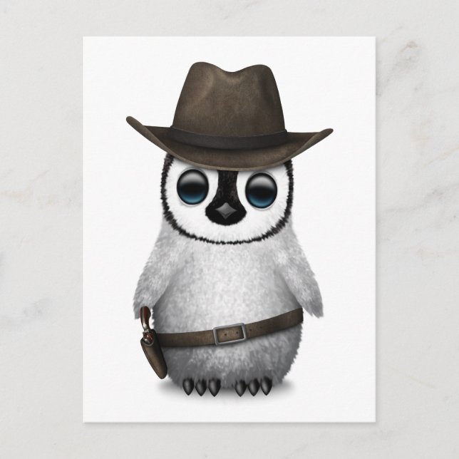 Postal Vaquero pingüino niño pequeño con personalizable (Anverso)
