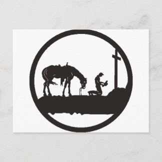 Postal vaquero rezando