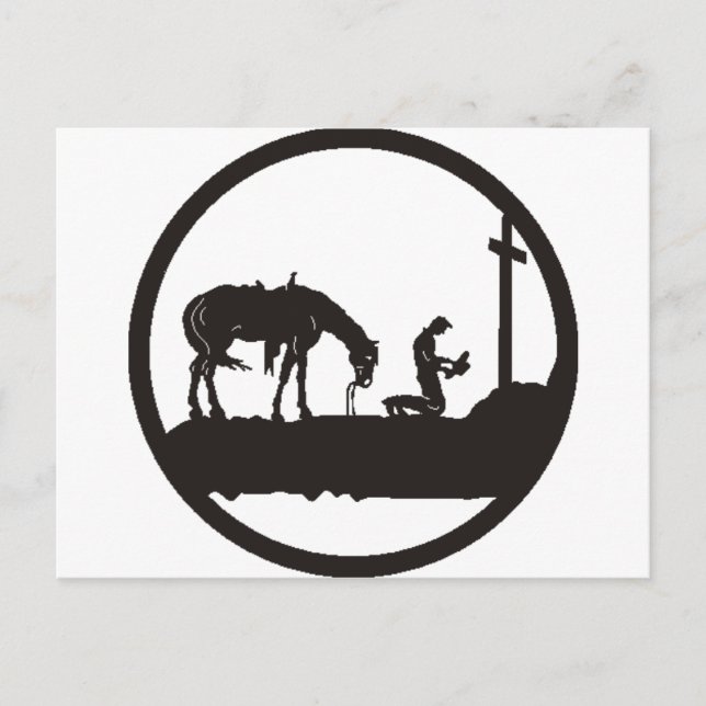 Postal vaquero rezando (Anverso)