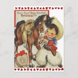 Postal Vaquero y Valentín de caballo de la época