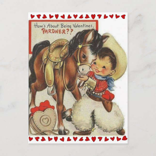 Postal Vaquero y Valentín de caballo de la época (Anverso)