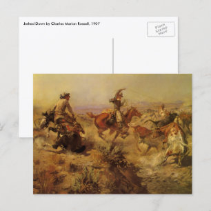 Postal Vaqueros antiguos, derribados por CM Russell