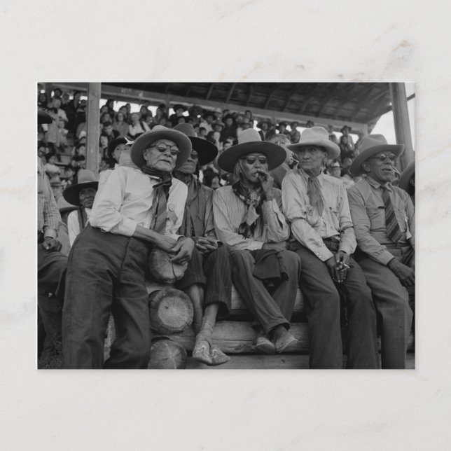 Postal Vaqueros Antiguos En Foto De Rodeo Vintage (Anverso)