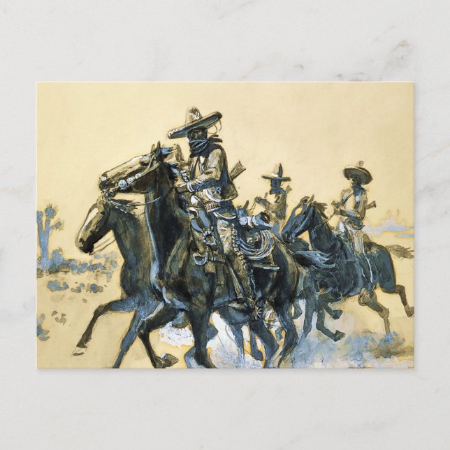 Postal "Vaqueros" Arte Occidental por Charles M Russell (Anverso)