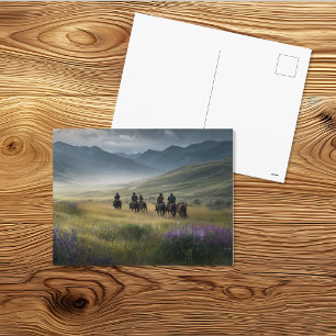Postal Vaqueros Cabalgando Hacia la Naturaleza Salvaje de