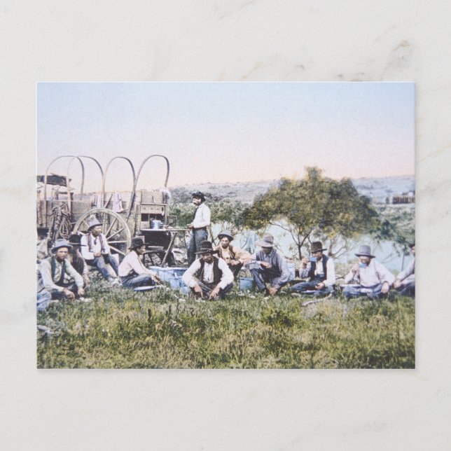 Postal Vaqueros en el almuerzo, 1904 (foto) (Anverso)