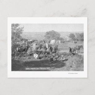 Postal Vaqueros que comen alrededor de una fotografía del