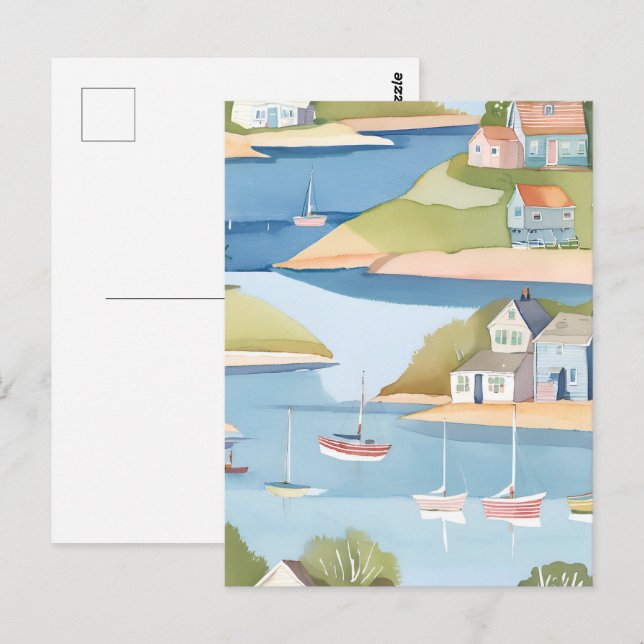 Postal Vara de los barcos | Pintura de acuarela moderna (Anverso / Reverso)