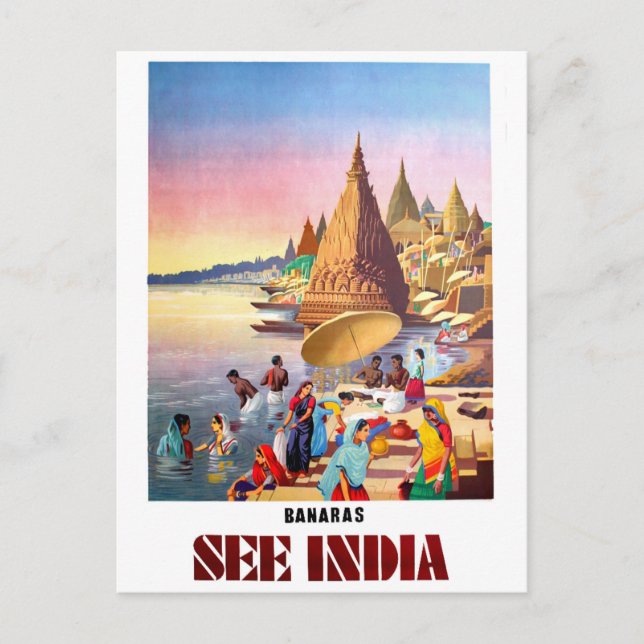 Postal Varanasi, India, río Ganges (Anverso)
