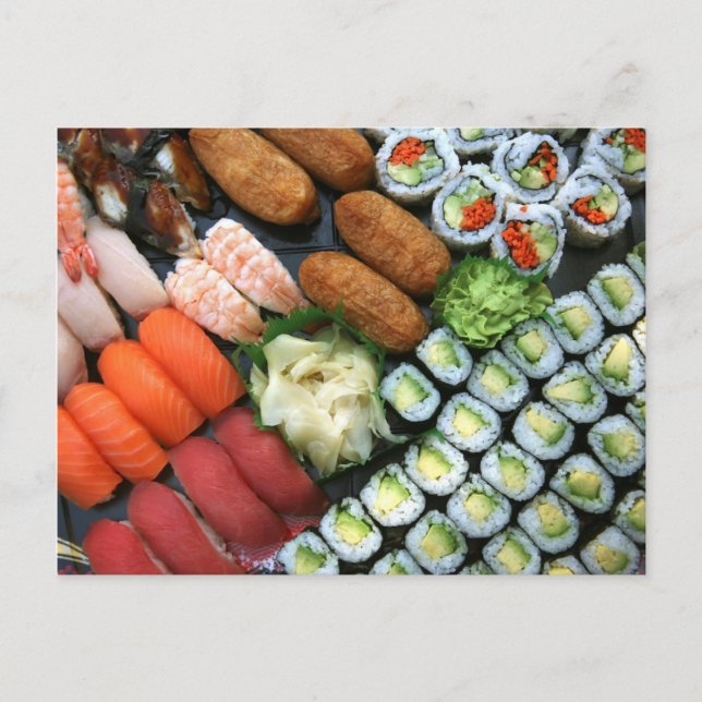 Postal Variedad de favoritos del sushi japonés (Anverso)