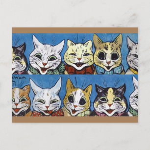 Postal Varios gatos mirando hacia afuera, Louis Wain