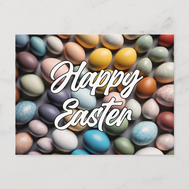 Postal Varios Huevos de Pascua Coloridos (Anverso)