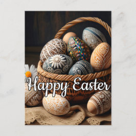 Postal Varios Huevos Decorativos De Pascua En Una Cesta