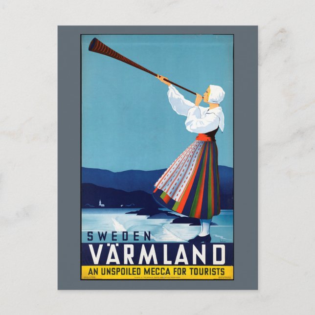 Postal Varmland, Poster de Viajes Vintage de Suecia (Anverso)