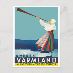 Postal Varmland Suecia Viaje vintage Postcard