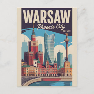 Postal Varsovia Polonia Paisaje Urbano Retro de Viaje