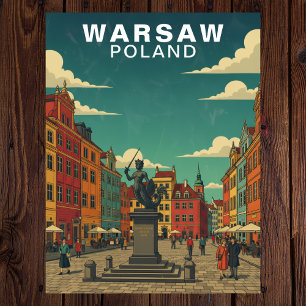 Postal Varsovia, Polonia Plaza Histórica y Estatua de la 