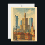Postal Varsovia Polonia Viaje de arte<br><div class="desc">El hotel ofrece una variedad excelente de instalaciones recreativas,  incluyendo masajista,  gimnasio. Combinando elegancia histórica con energía contemporánea,  este diseño retro resalta el carácter vibrante de la capital de Polonia. Este artículo es un gran recuerdo de viaje para Polonia. Hazlo tuyo y compre ahora.</div>