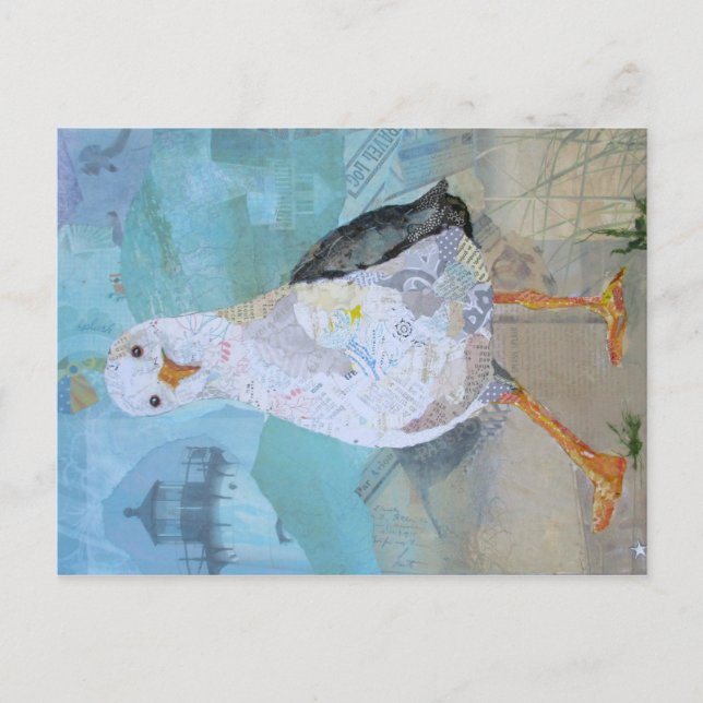 Postal ¿Vas A Comer Eso? - arte de collage de gaviotas (Anverso)