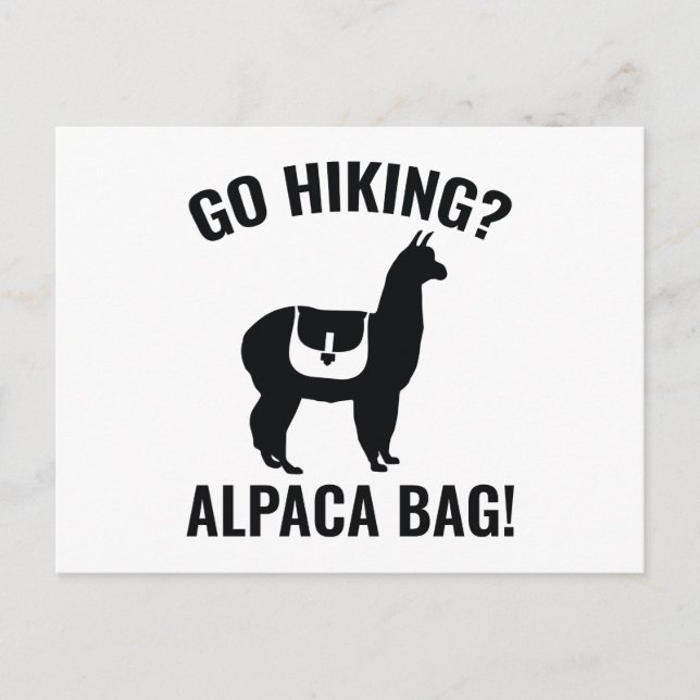 Postal ¿Vas a hacer senderismo? ¡Bolsa de la Alpaca! (Anverso)