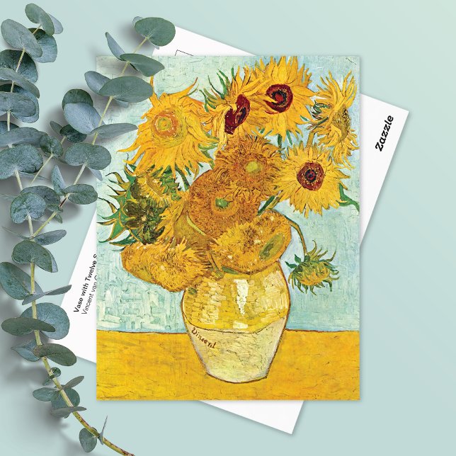 Postal Vase 12 Sunflowers Vincent van Gogh (Subido por el creador)