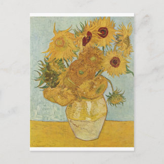 Postal Vase con 12 girasoles
