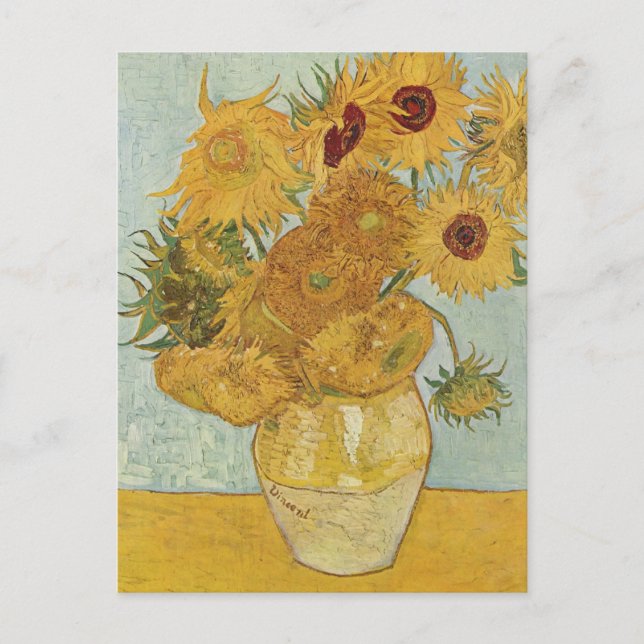 Postal Vase con 12 girasoles Vincent Van Gogh (Anverso)