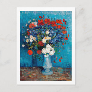Postal Vase con Cornflowers y Poppies, Van Gogh
