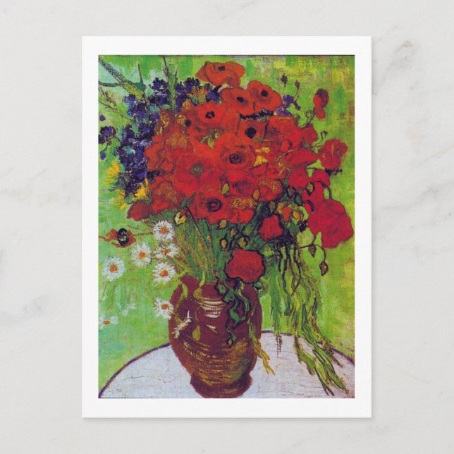 Postal Vase con Cornflowers y Poppies, Van Gogh (Anverso)